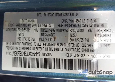 2018 Mazda Cx-5 Touring from USA, damaged, VIN JM3KFBCM6J0435566